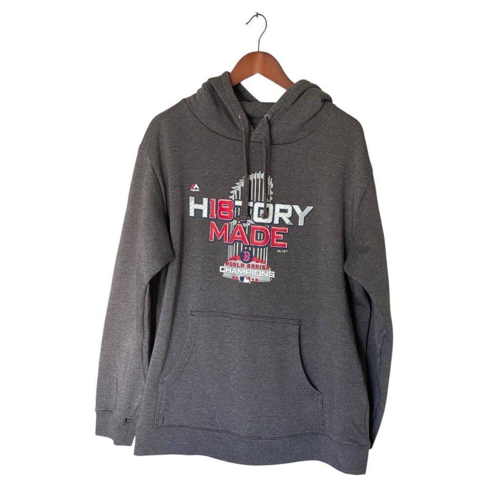 Boston Red Sox Gray Hoodie Pullover Size XL 2018 MLB World Series Majestic